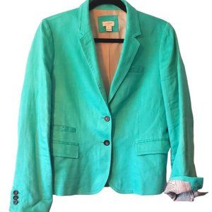 J. Crew Linen lined Blazer Jacket in Aqua Size 12
